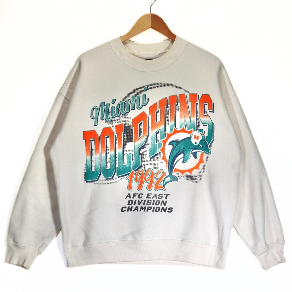 Abercrombie Miami Dolphins Sweatshirt Mens Small Cream Vintage Crewneck AFC East